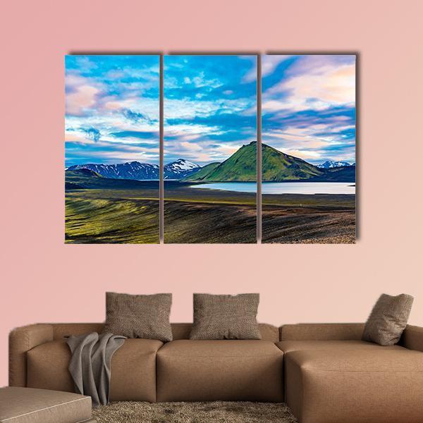 Blahylur Lake In Iceland Canvas Wall Art-3 Horizontal-Gallery Wrap-37" x 24"-Tiaracle