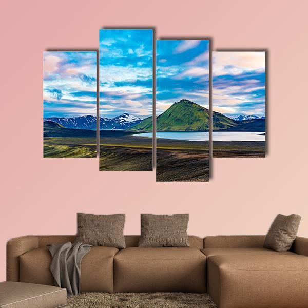 Blahylur Lake In Iceland Canvas Wall Art-4 Pop-Gallery Wrap-50" x 32"-Tiaracle
