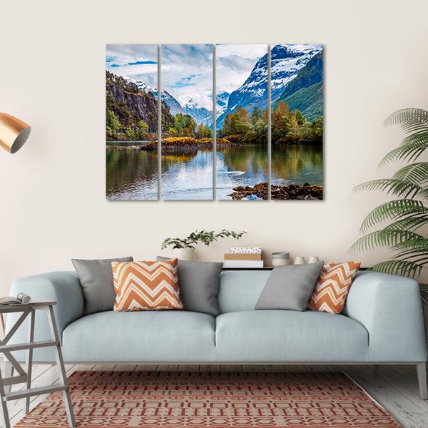 Natural Landscape Norway Canvas Wall Art-4 Horizontal-Gallery Wrap-34" x 24"-Tiaracle