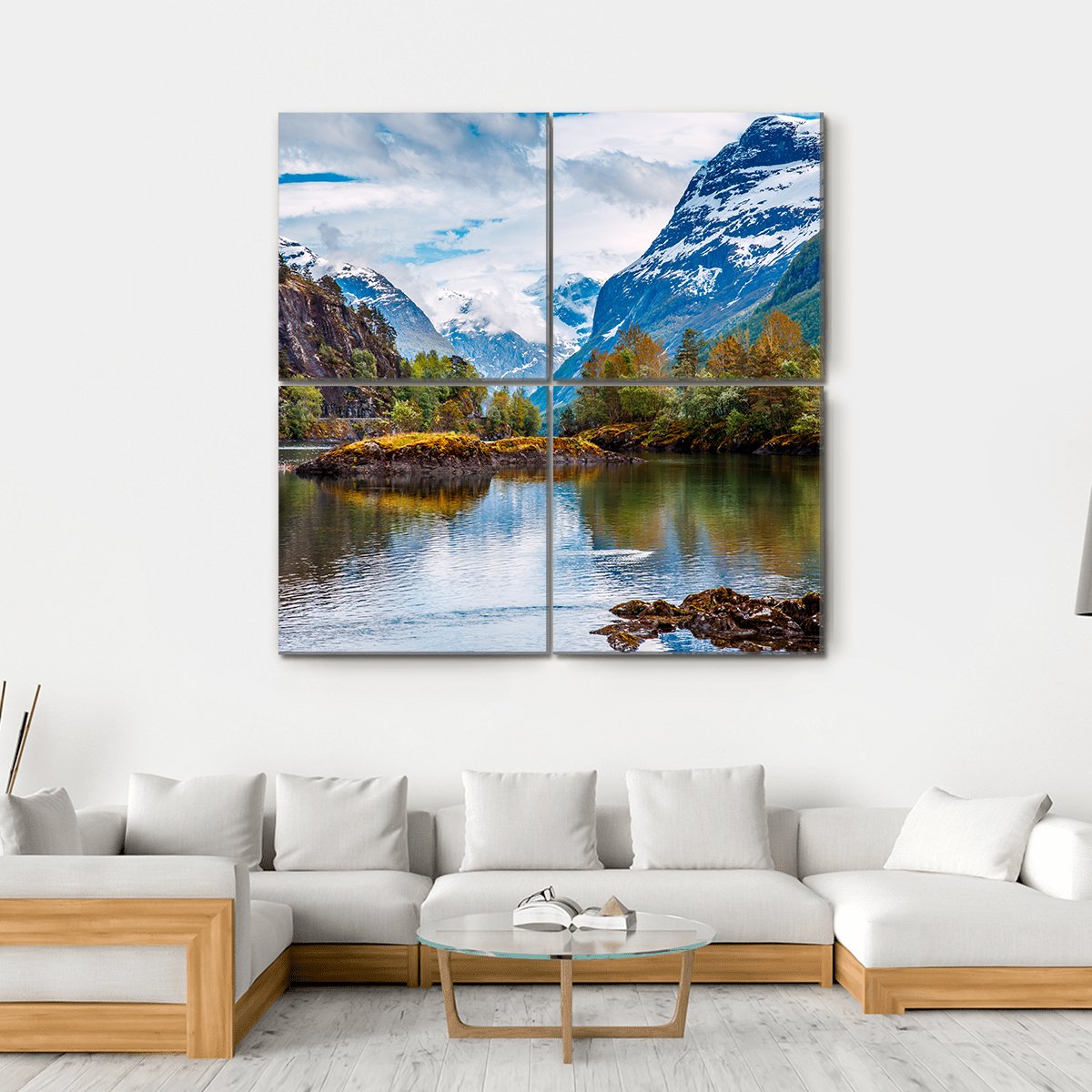 Natural Landscape Norway Canvas Wall Art-4 Square-Gallery Wrap-17" x 17"-Tiaracle