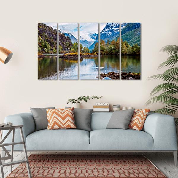 Natural Landscape Norway Canvas Wall Art-5 Horizontal-Gallery Wrap-22" x 12"-Tiaracle
