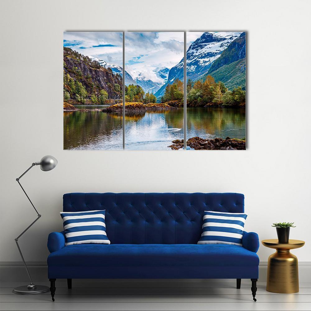 Natural Landscape Norway Canvas Wall Art-3 Horizontal-Gallery Wrap-37" x 24"-Tiaracle