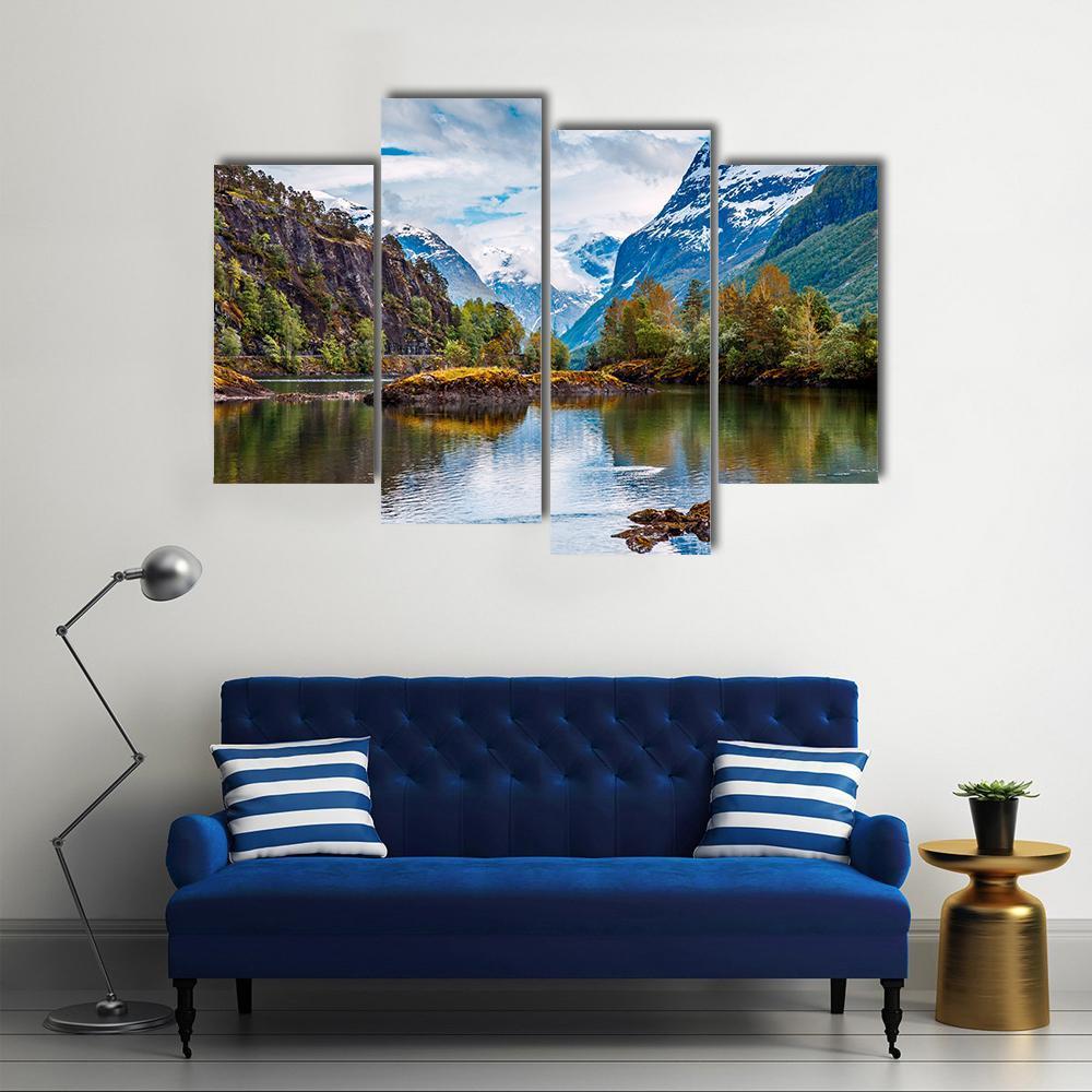 Natural Landscape Norway Canvas Wall Art-4 Pop-Gallery Wrap-50" x 32"-Tiaracle
