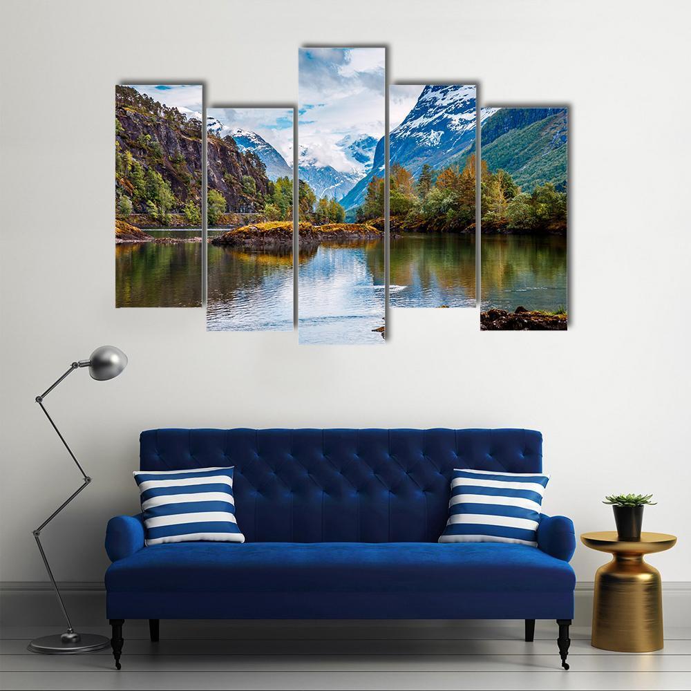 Natural Landscape Norway Canvas Wall Art-5 Pop-Gallery Wrap-47" x 32"-Tiaracle