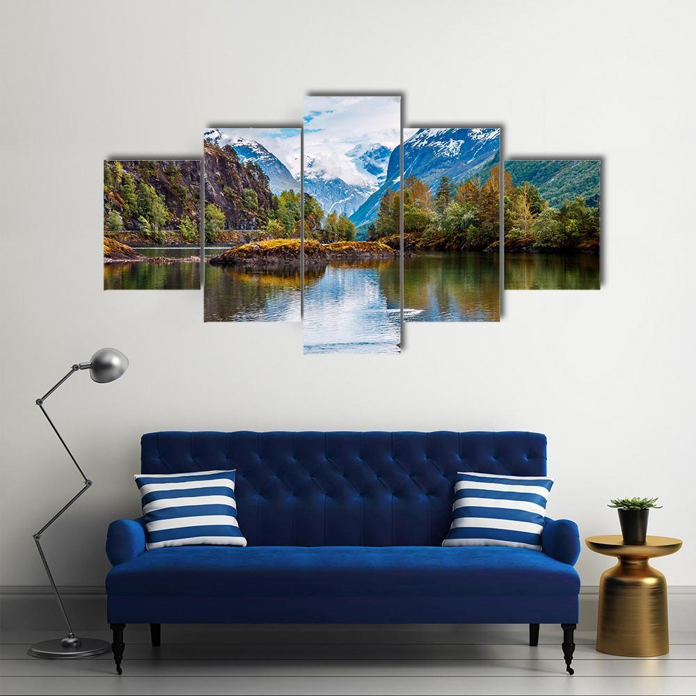 Natural Landscape Norway Canvas Wall Art-5 Star-Gallery Wrap-62" x 32"-Tiaracle