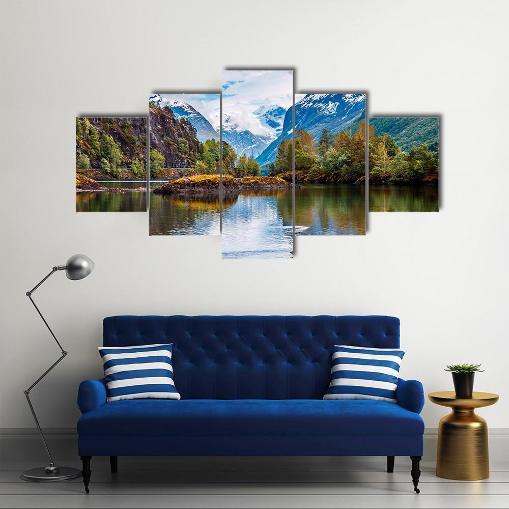 Natural Landscape Norway Canvas Wall Art-4 Pop-Gallery Wrap-50" x 32"-Tiaracle