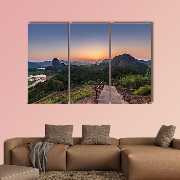 Natural Landscape Of Longhushan Canvas Wall Art-3 Horizontal-Gallery Wrap-37" x 24"-Tiaracle