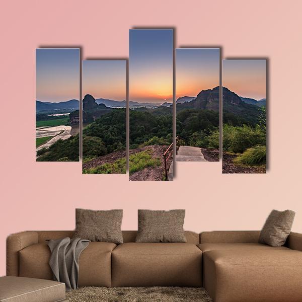 Natural Landscape Of Longhushan Canvas Wall Art-5 Pop-Gallery Wrap-47&quot; x 32&quot;-Tiaracle
