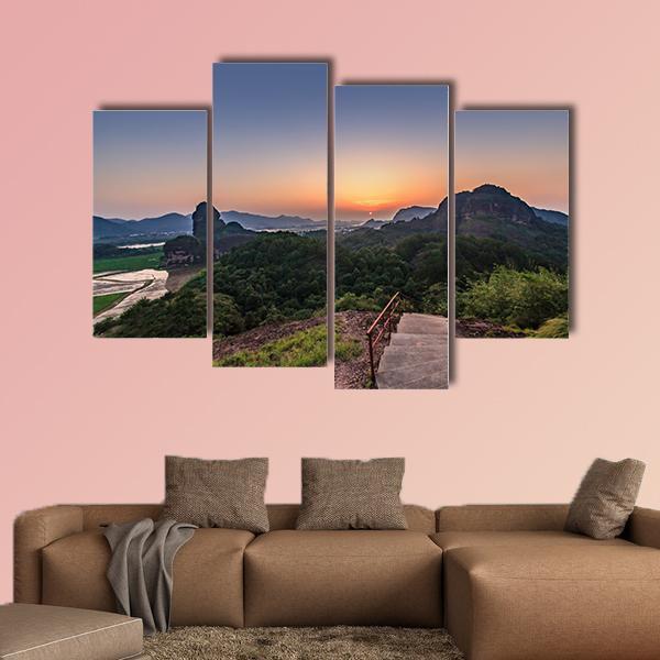 Natural Landscape Of Longhushan Canvas Wall Art-4 Pop-Gallery Wrap-50&quot; x 32&quot;-Tiaracle