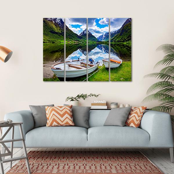 Natural Landscape Of Norway Canvas Wall Art-4 Horizontal-Gallery Wrap-34" x 24"-Tiaracle