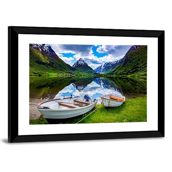 Natural Landscape Of Norway Canvas Wall Art-3 Horizontal-Gallery Wrap-25" x 16"-Tiaracle