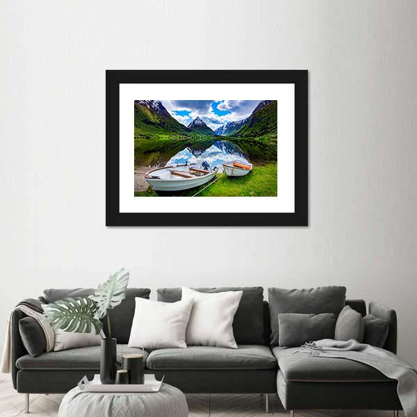 Natural Landscape Of Norway Canvas Wall Art-3 Horizontal-Gallery Wrap-25" x 16"-Tiaracle