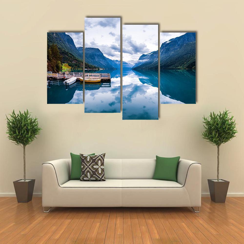 Lovatnet Lake Canvas Wall Art-4 Pop-Gallery Wrap-50" x 32"-Tiaracle