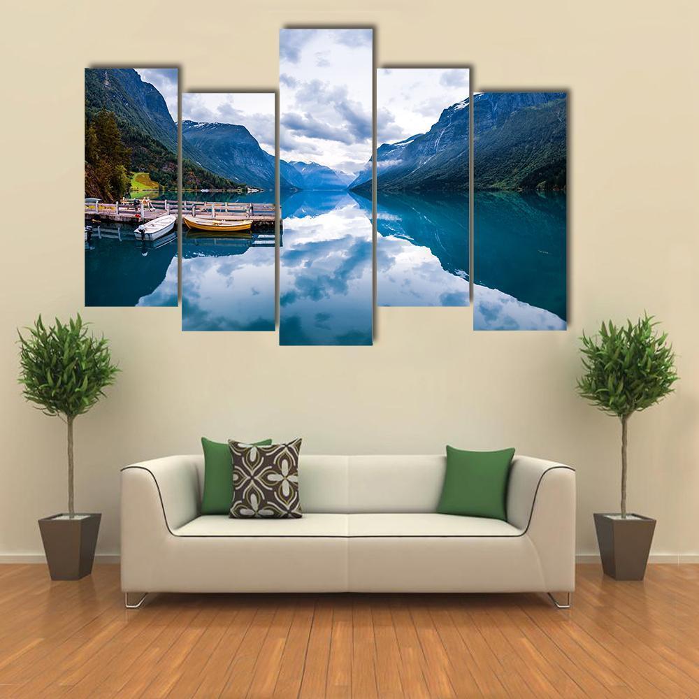 Lovatnet Lake Canvas Wall Art-5 Pop-Gallery Wrap-47" x 32"-Tiaracle