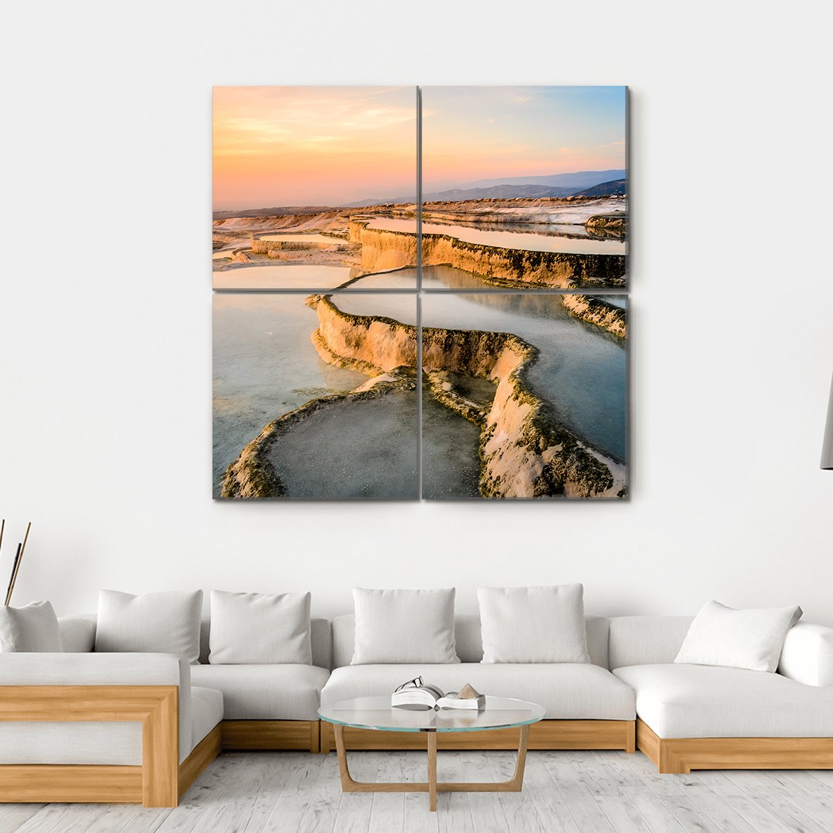 Natural Pools During Sunset Canvas Wall Art-4 Square-Gallery Wrap-17" x 17"-Tiaracle