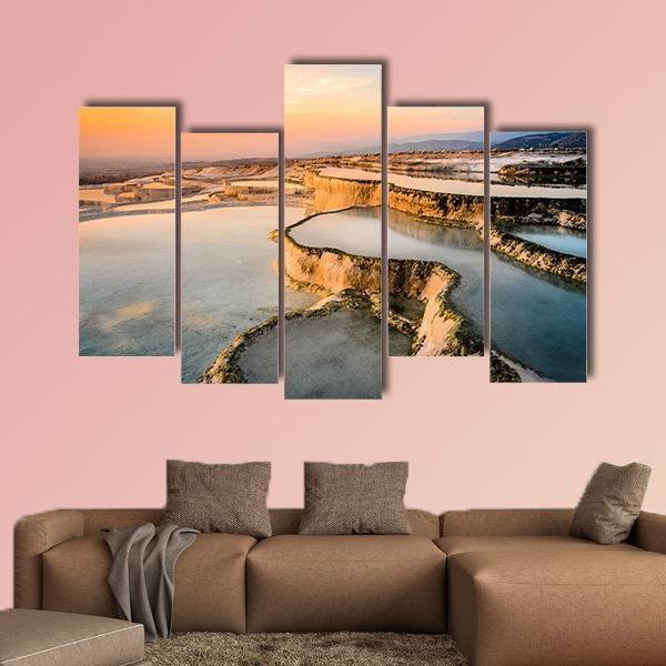 Natural Pools During Sunset Canvas Wall Art-5 Pop-Gallery Wrap-47" x 32"-Tiaracle