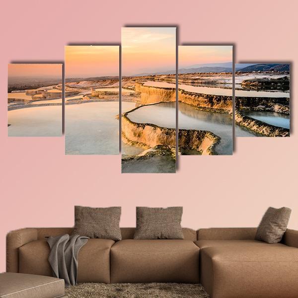 Natural Pools During Sunset Canvas Wall Art-5 Star-Gallery Wrap-62" x 32"-Tiaracle