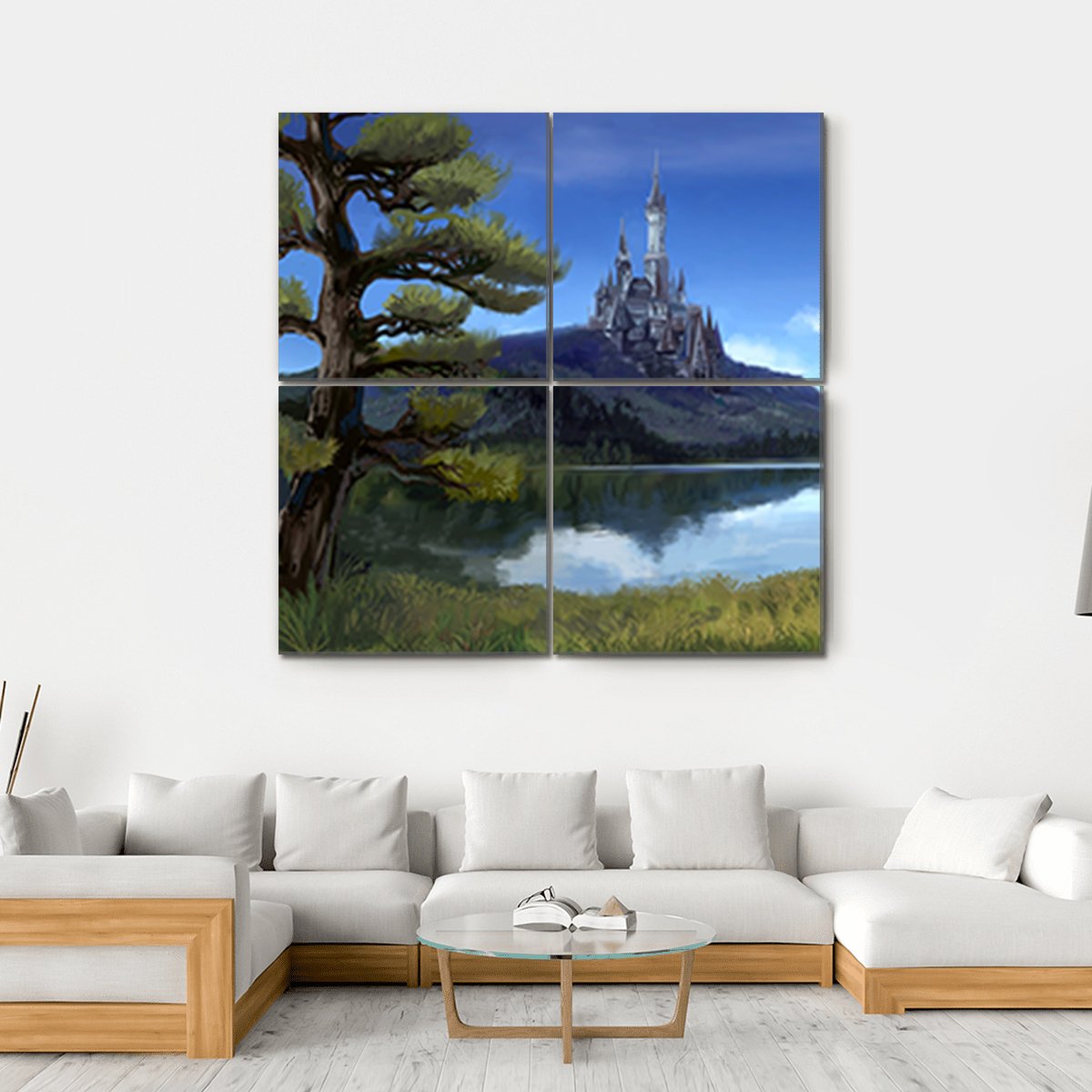 Natural Riverside Lake Canvas Wall Art-4 Square-Gallery Wrap-17" x 17"-Tiaracle