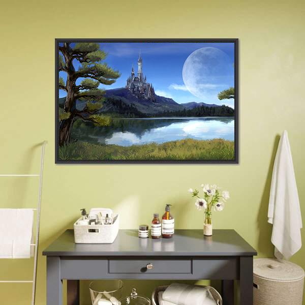 Natural Riverside Lake Canvas Wall Art-1 Piece-Floating Frame-24" x 16"-Tiaracle