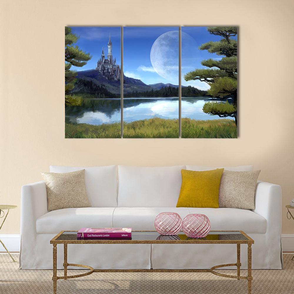 Natural Riverside Lake Canvas Wall Art-3 Horizontal-Gallery Wrap-37" x 24"-Tiaracle