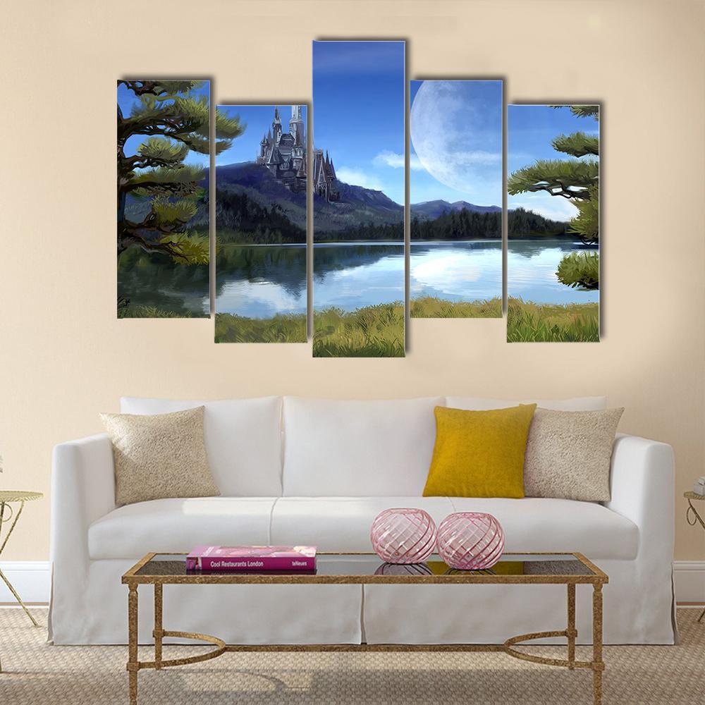 Natural Riverside Lake Canvas Wall Art-5 Pop-Gallery Wrap-47" x 32"-Tiaracle