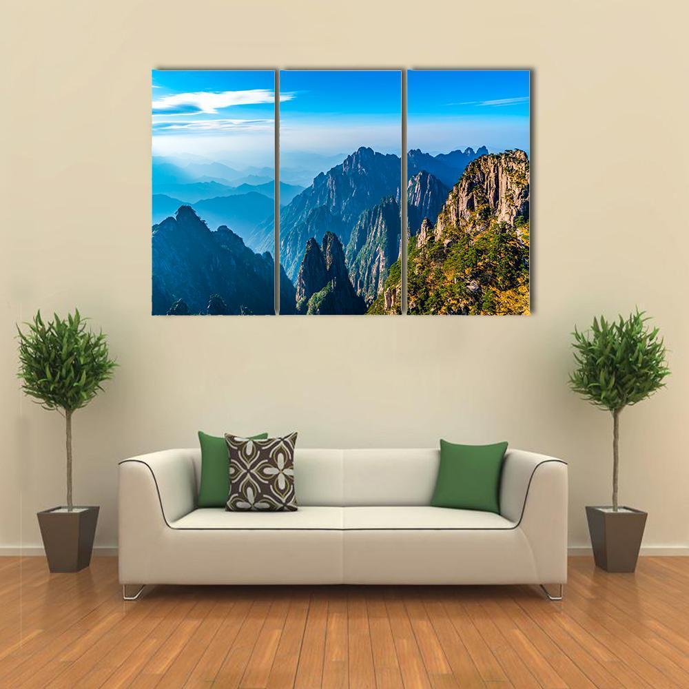 Scenery Of Mount Huangshan Canvas Wall Art-3 Horizontal-Gallery Wrap-37" x 24"-Tiaracle