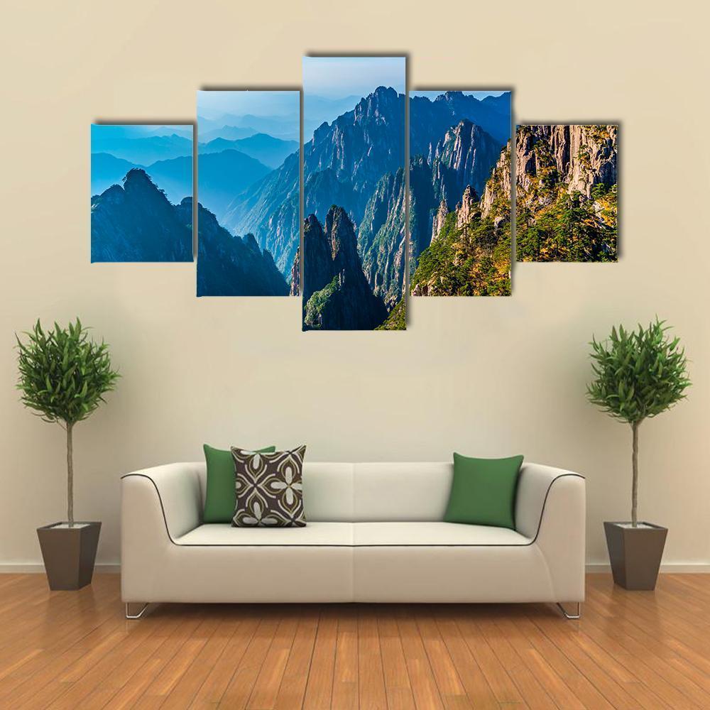 Scenery Of Mount Huangshan Canvas Wall Art-3 Horizontal-Gallery Wrap-37" x 24"-Tiaracle