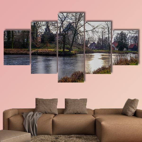 Natural Stream Germany Canvas Wall Art-5 Star-Gallery Wrap-62" x 32"-Tiaracle