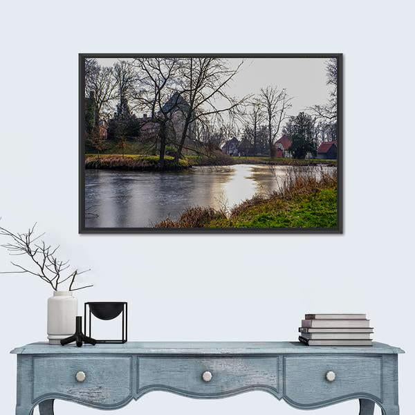 Natural Stream Germany Canvas Wall Art-1 Piece-Floating Frame-24" x 16"-Tiaracle