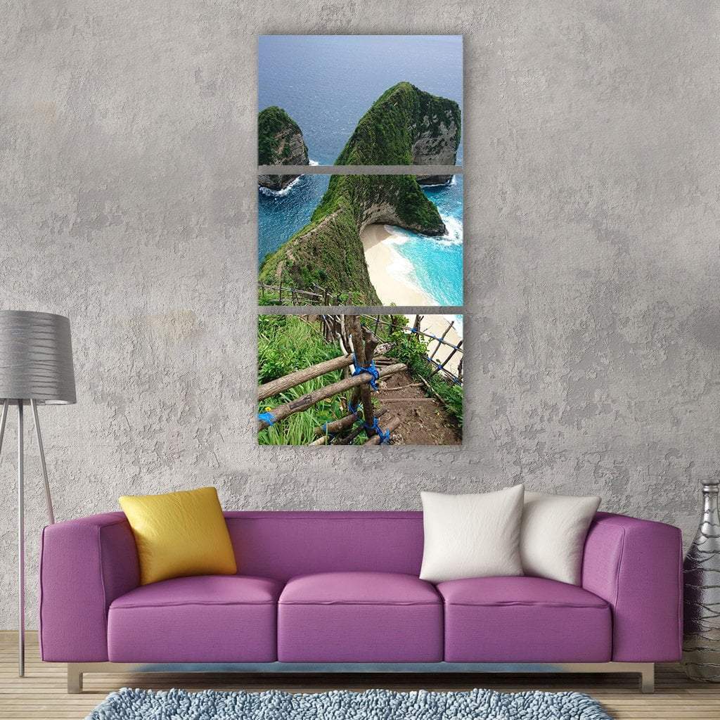 Natural Travel Rock In Sea Beach Vertical Canvas Wall Art-3 Vertical-Gallery Wrap-12&quot; x 25&quot;-Tiaracle