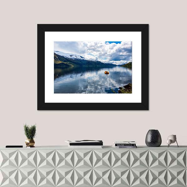 Nature Lake In Norway Canvas Wall Art-1 Piece-Framed Print-20" x 16"-Tiaracle