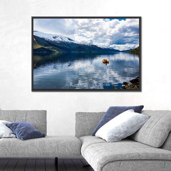 Nature Lake In Norway Canvas Wall Art-3 Horizontal-Gallery Wrap-25" x 16"-Tiaracle