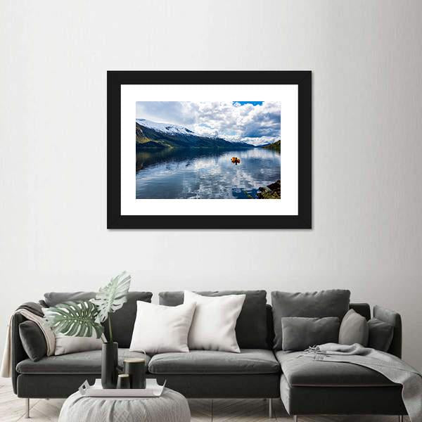 Nature Lake In Norway Canvas Wall Art-3 Horizontal-Gallery Wrap-25" x 16"-Tiaracle