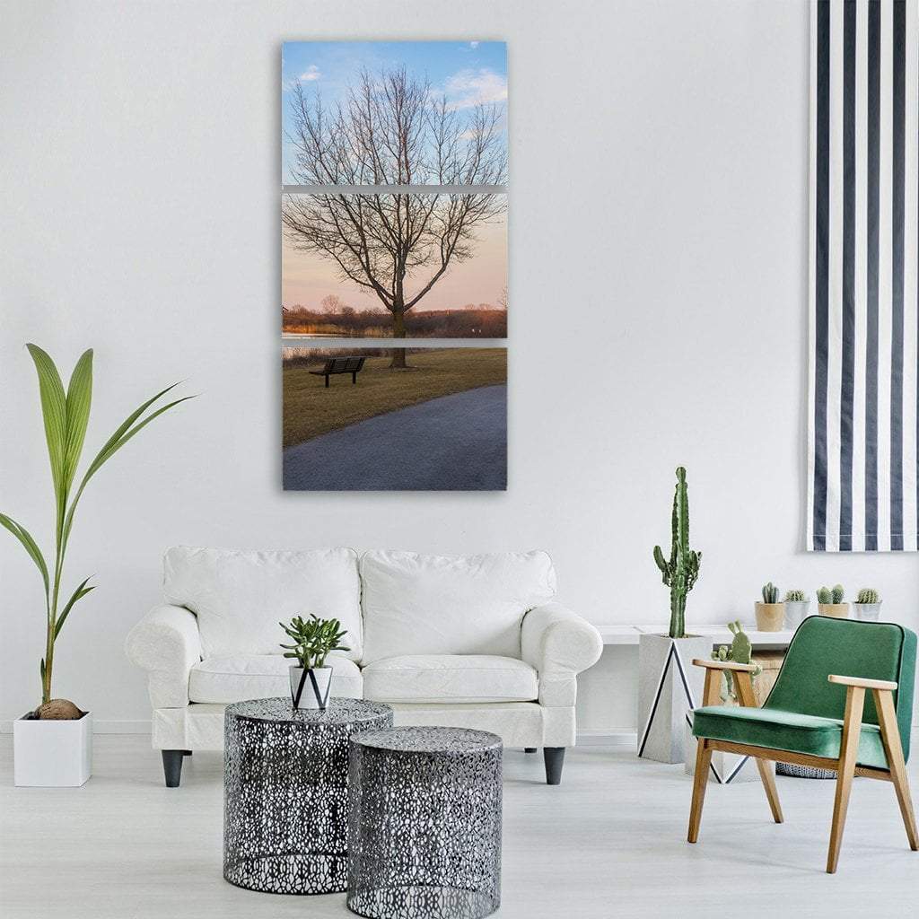 Nature Landscape At Dawn Vertical Canvas Wall Art-3 Vertical-Gallery Wrap-12" x 25"-Tiaracle