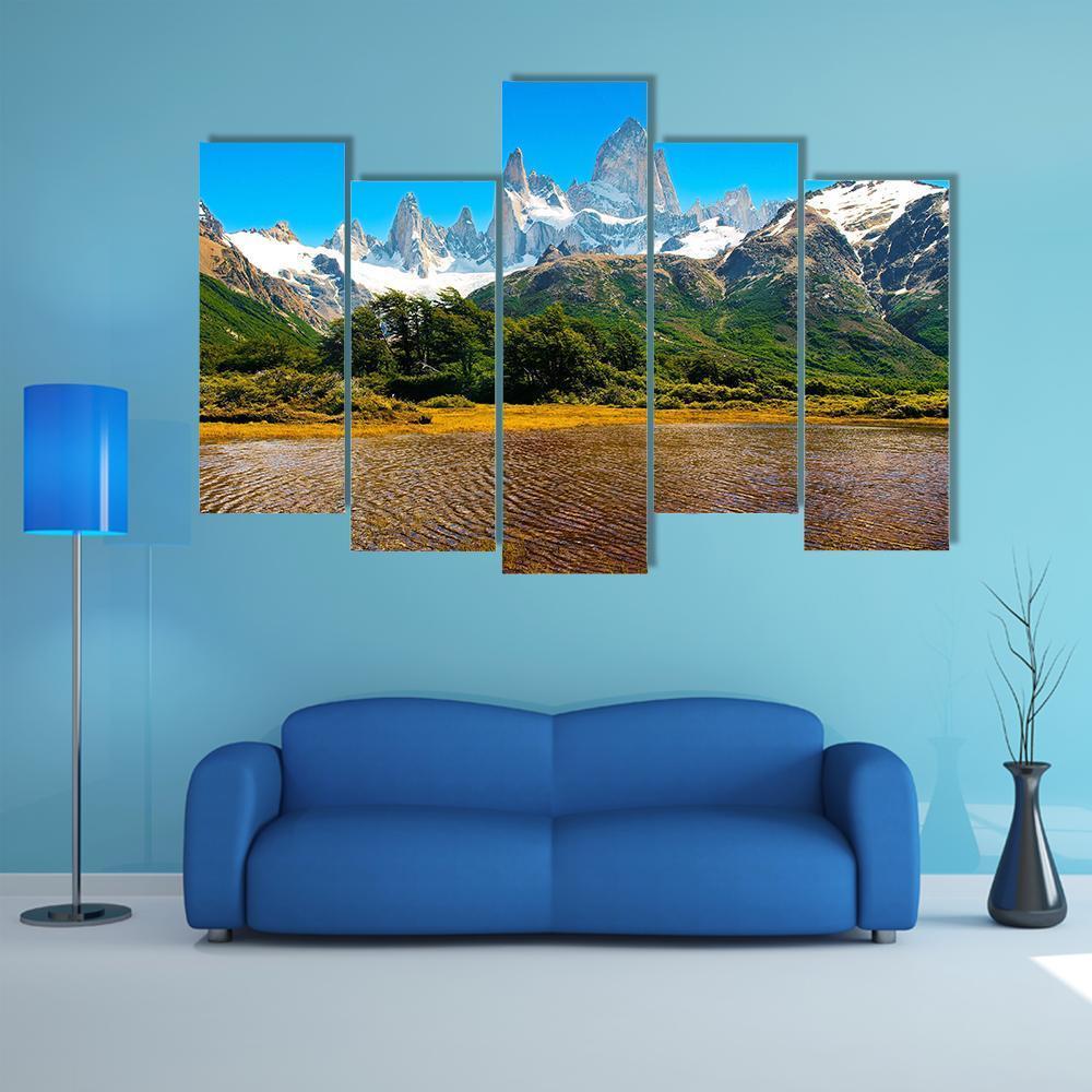Lake In Los Glaciares Canvas Wall Art-5 Pop-Gallery Wrap-47" x 32"-Tiaracle