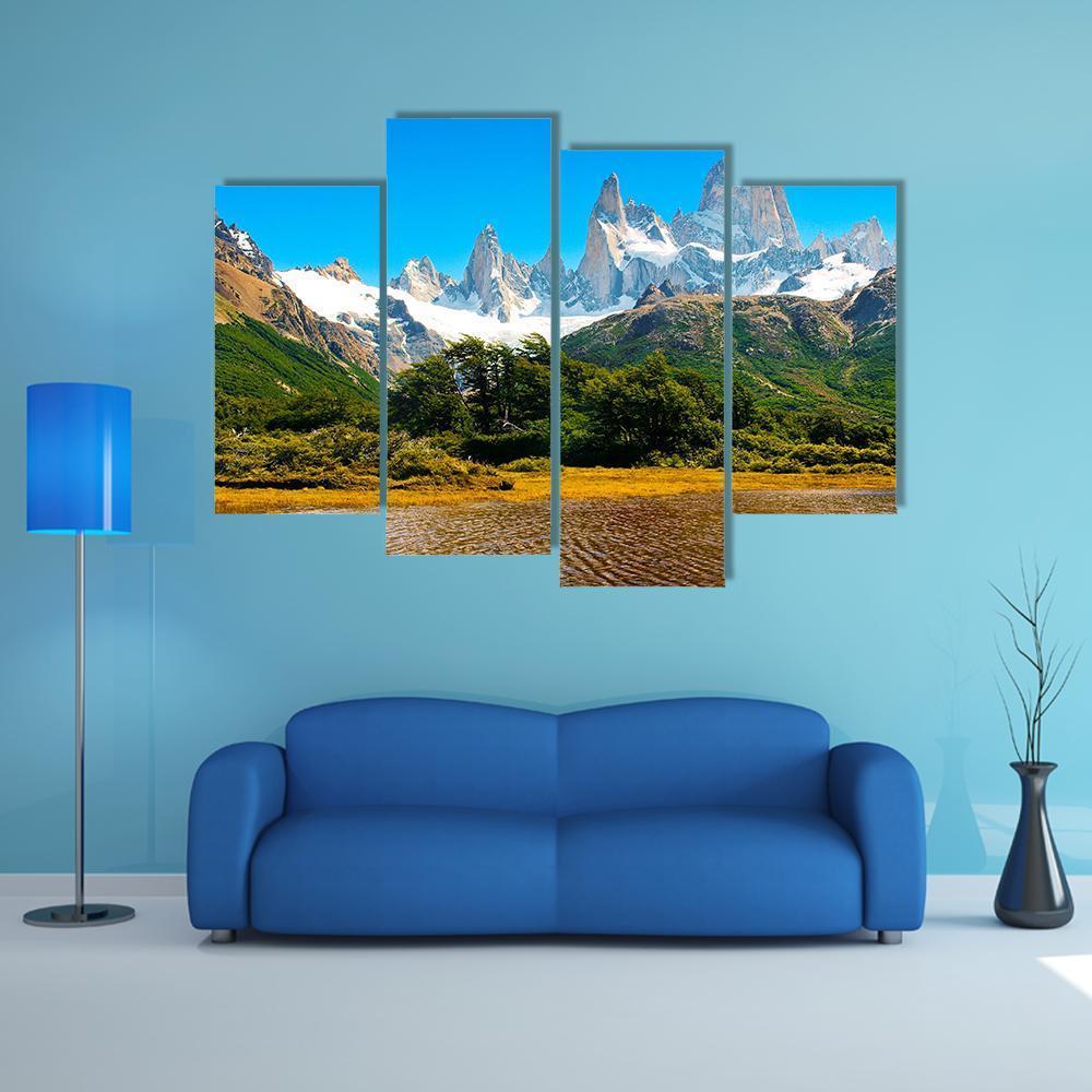 Landscape In Los Glaciares Canvas Wall Art-4 Pop-Gallery Wrap-50" x 32"-Tiaracle