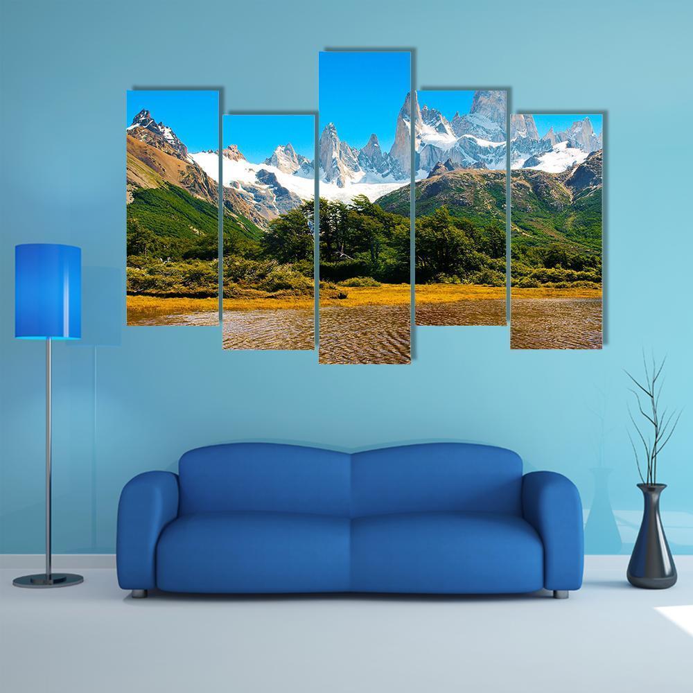 Landscape In Los Glaciares Canvas Wall Art-5 Pop-Gallery Wrap-47" x 32"-Tiaracle