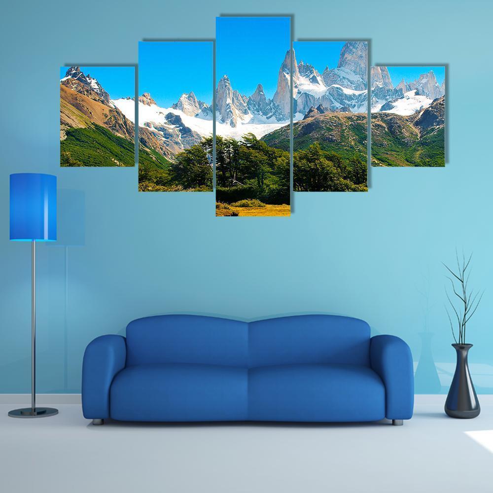 Landscape In Los Glaciares Canvas Wall Art-5 Star-Gallery Wrap-62" x 32"-Tiaracle