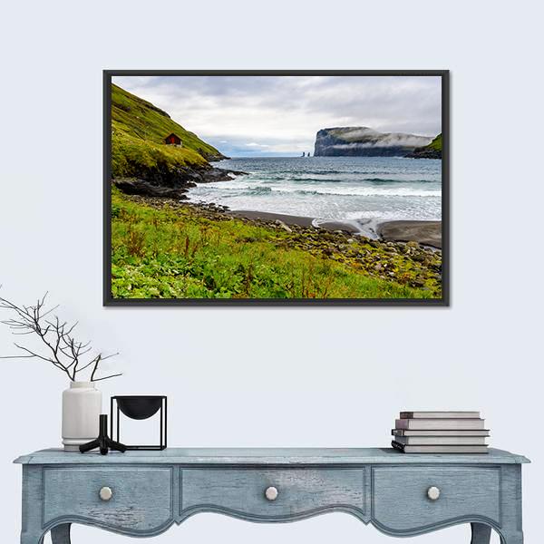 Nature Of Eysturoy Canvas Wall Art-1 Piece-Floating Frame-24" x 16"-Tiaracle