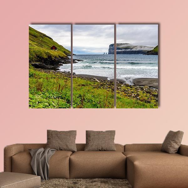 Nature Of Eysturoy Canvas Wall Art-3 Horizontal-Gallery Wrap-37" x 24"-Tiaracle