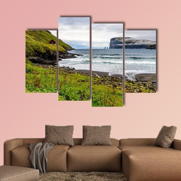 Nature Of Eysturoy Canvas Wall Art-4 Pop-Gallery Wrap-50" x 32"-Tiaracle