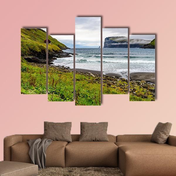 Nature Of Eysturoy Canvas Wall Art-5 Pop-Gallery Wrap-47" x 32"-Tiaracle
