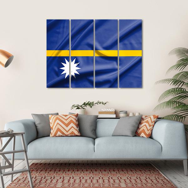 Nauru Flag Canvas Wall Art-4 Horizontal-Gallery Wrap-34" x 24"-Tiaracle