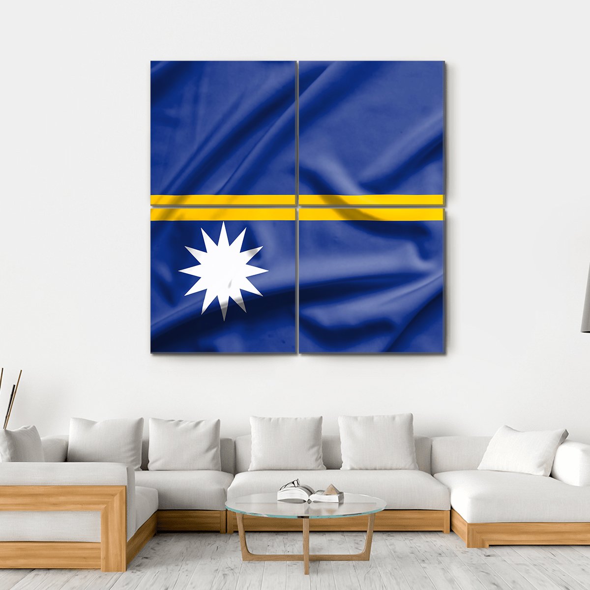 Nauru Flag Canvas Wall Art-4 Square-Gallery Wrap-17" x 17"-Tiaracle