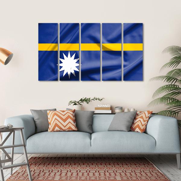 Nauru Flag Canvas Wall Art-5 Horizontal-Gallery Wrap-22" x 12"-Tiaracle