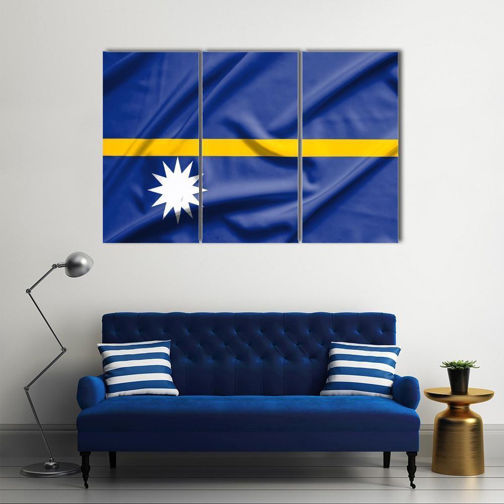Nauru Flag Canvas Wall Art-3 Horizontal-Gallery Wrap-37" x 24"-Tiaracle