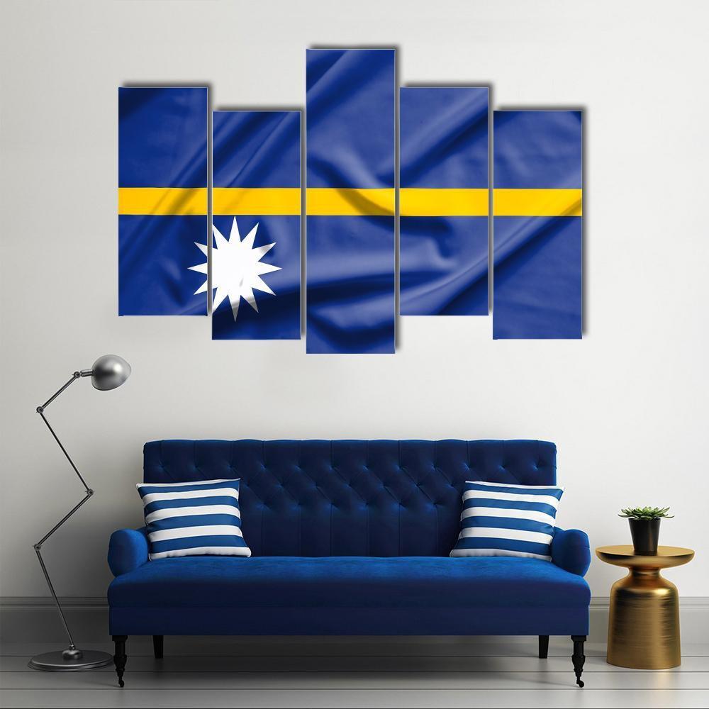 Nauru Flag Canvas Wall Art-5 Pop-Gallery Wrap-47" x 32"-Tiaracle