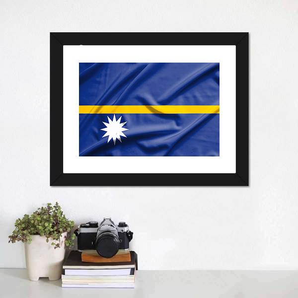 Nauru Flag Canvas Wall Art-1 Piece-Framed Print-20" x 16"-Tiaracle