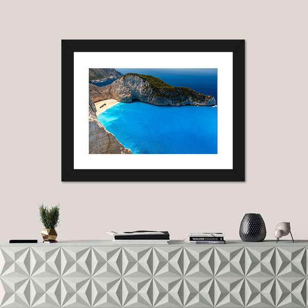 Navagio Beach Canvas Wall Art-1 Piece-Framed Print-20" x 16"-Tiaracle