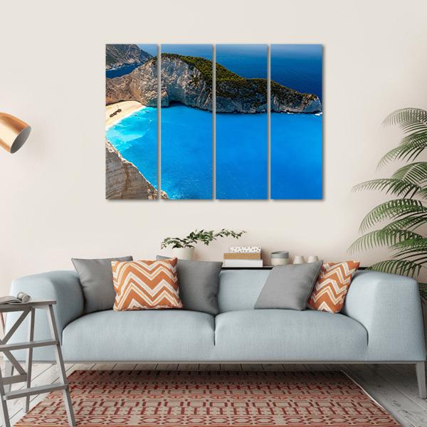 Navagio Beach Canvas Wall Art-4 Horizontal-Gallery Wrap-34" x 24"-Tiaracle